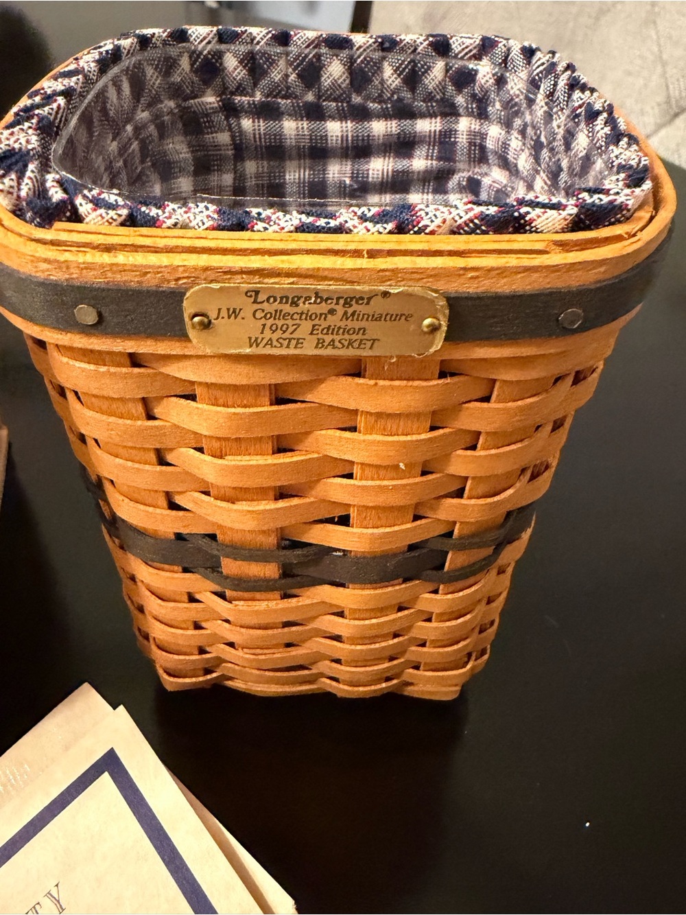 Longaberger J.W Collection miniature waste basket 1997 edition